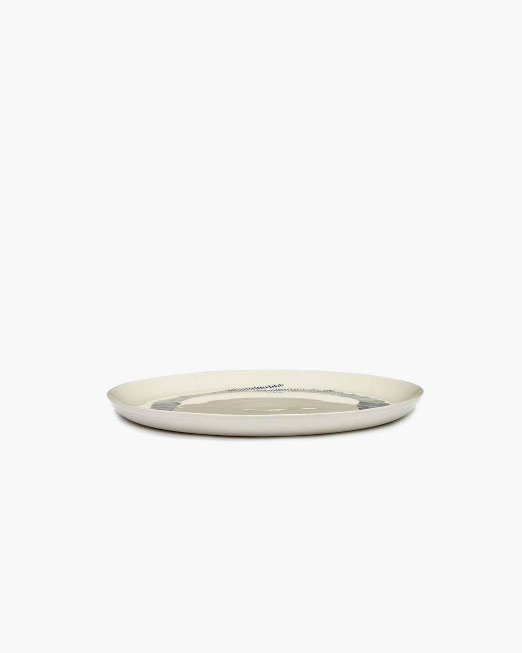 Feast White Swirl & Blue Stripes Dinner Plate