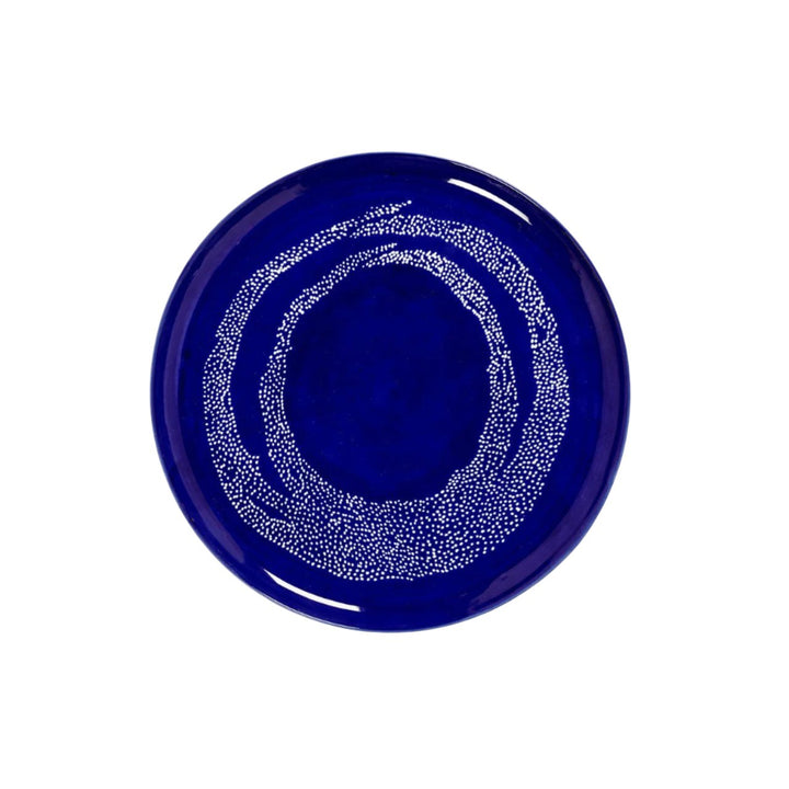 Feast White Dots Dark Blue Serving Plate