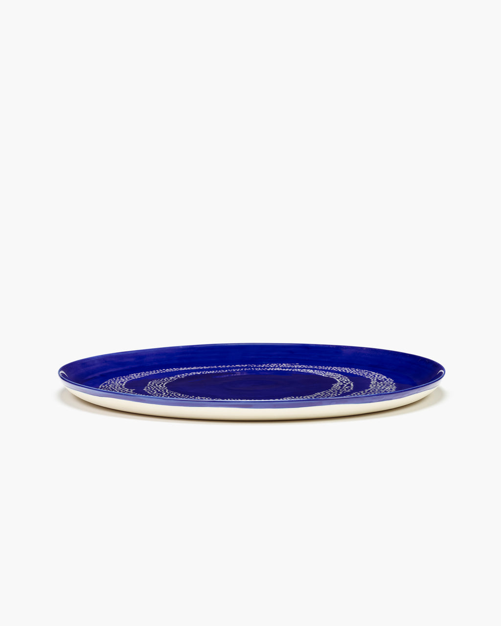 Feast White Dots Dark Blue Serving Plate