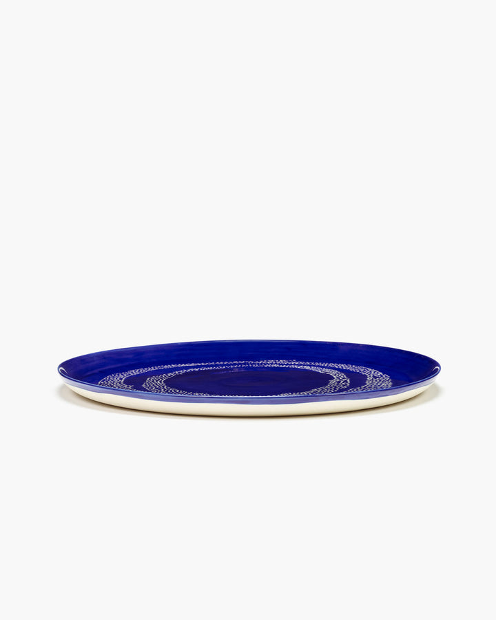 Feast White Dots Dark Blue Serving Plate