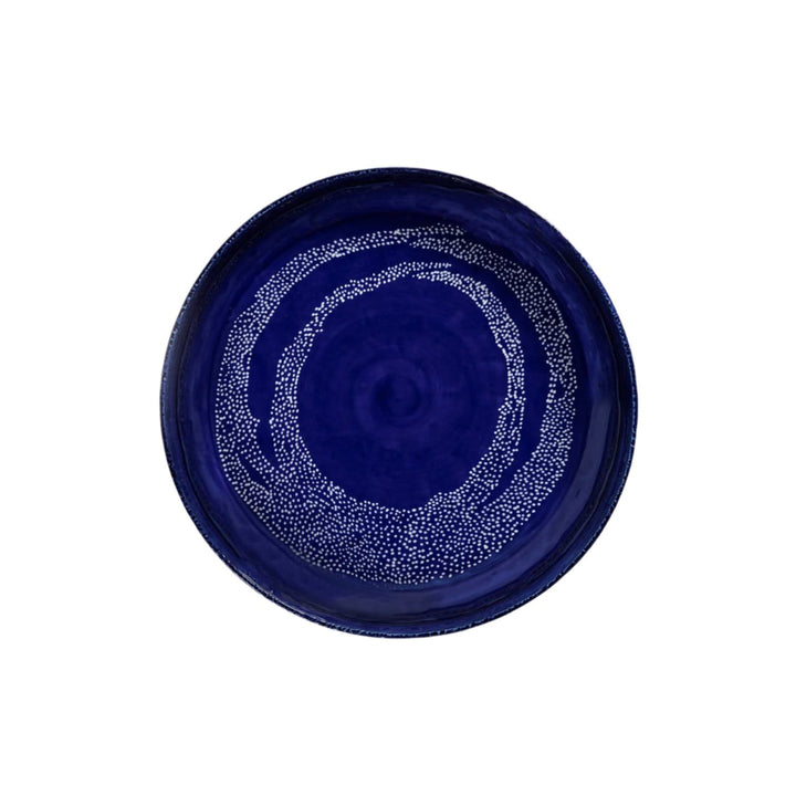 Feast White Dots Dark Blue Serving Plate - Large
