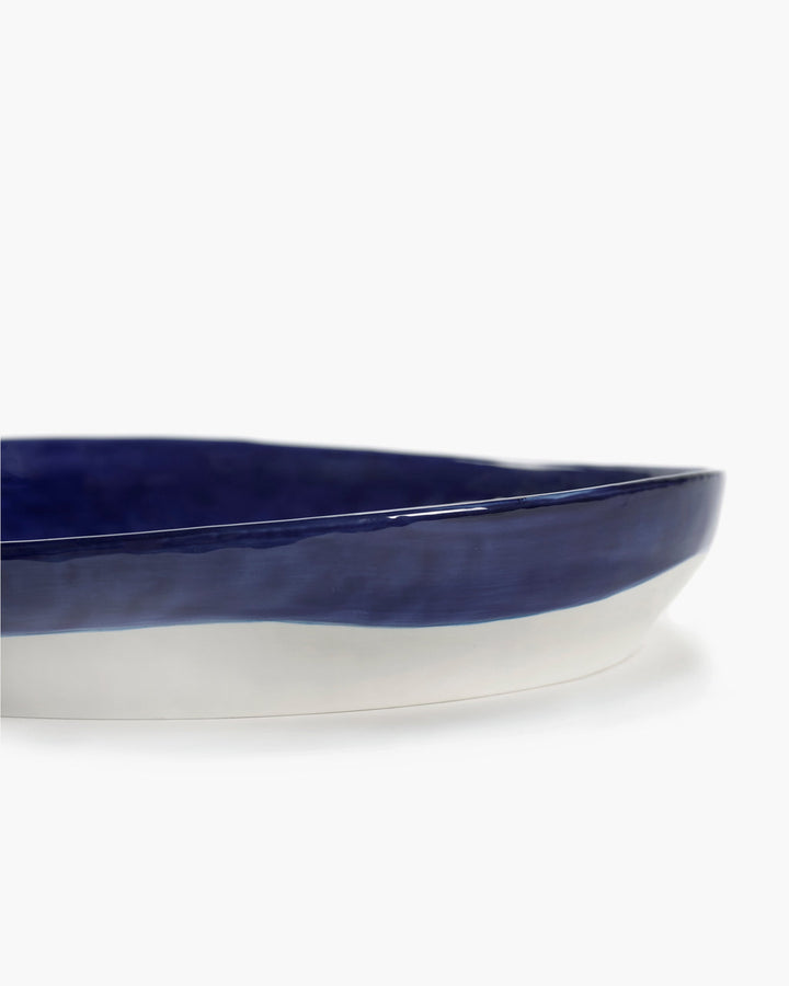 Feast White Dots Dark Blue Serving Plate - Large