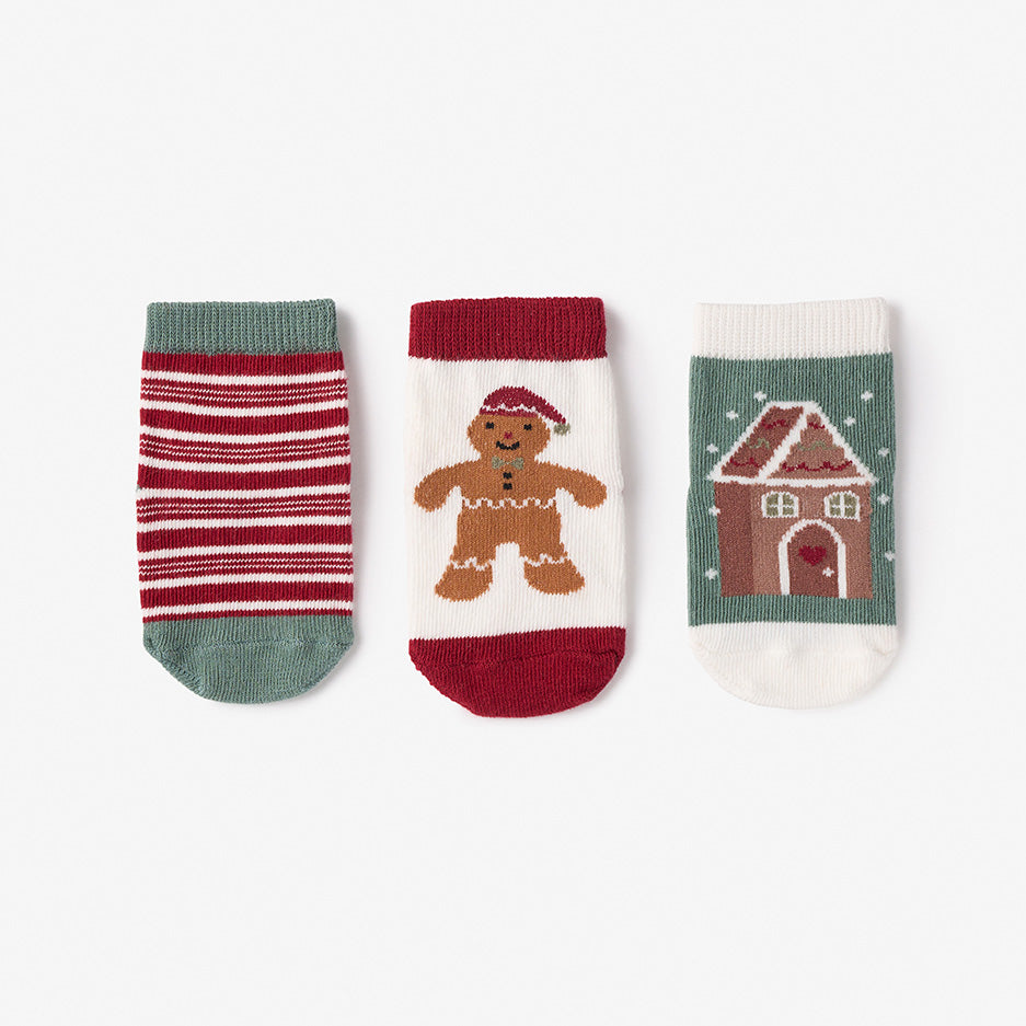 Gingerbread Christmas Socks 3PK - 0-12 Months