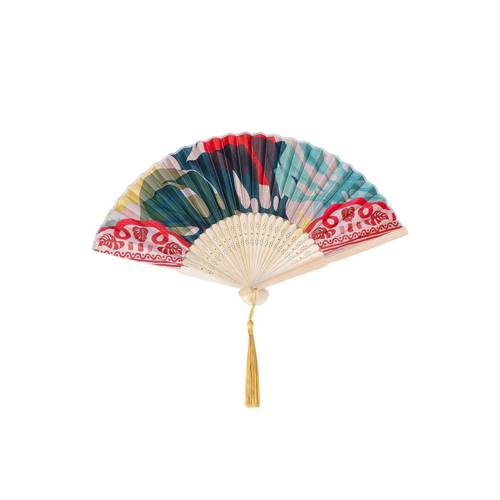 Exotic Leaves Satin Fan