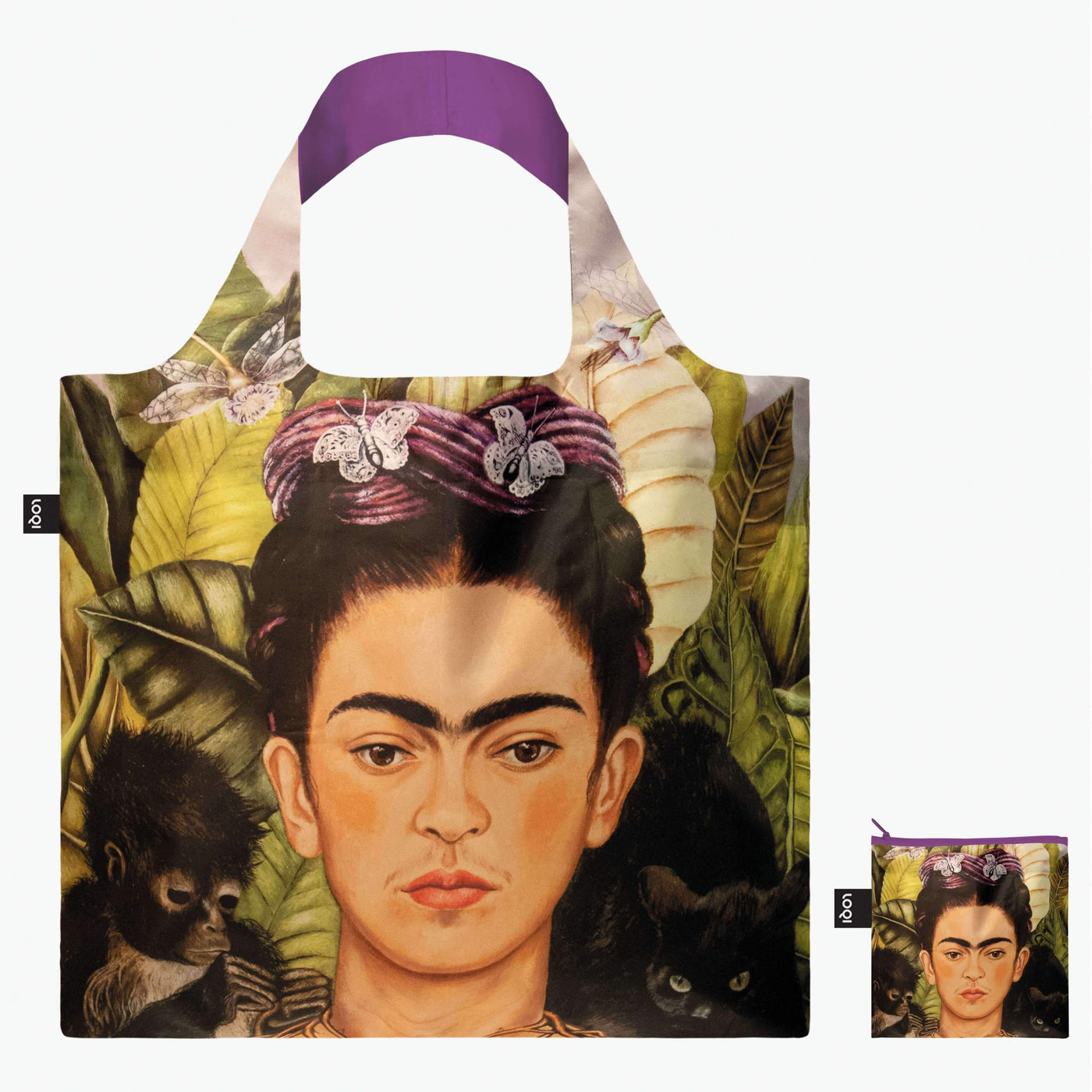 Frida Kahlo Self Portrait With Hummingbird Recycled Bag