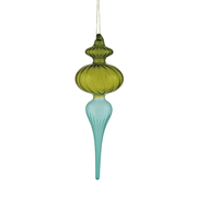 Two-Tone Glass Finial Ornament - Long Blue & Green