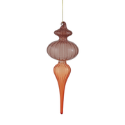 Two-Tone Glass Finial Ornament - Long Orange & Purple