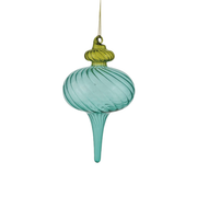 Two-Tone Glass Finial Ornament - Short Blue & Green
