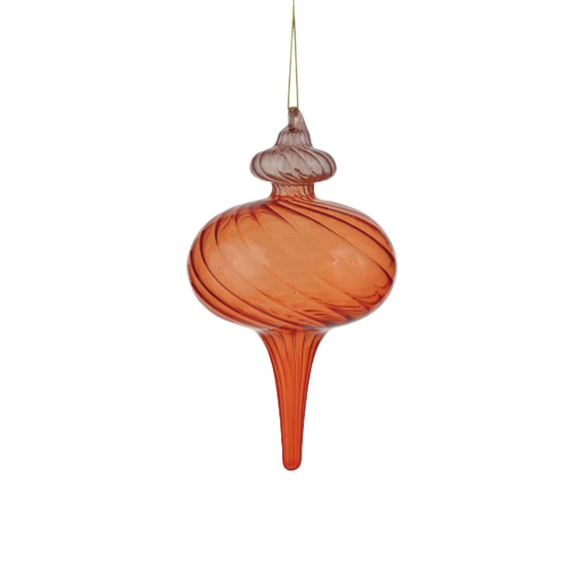 Two-Tone Glass Finial Ornament - Short Orange & Purple