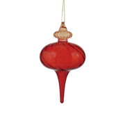 Two-Tone Glass Finial Ornament - Short Red & Orange