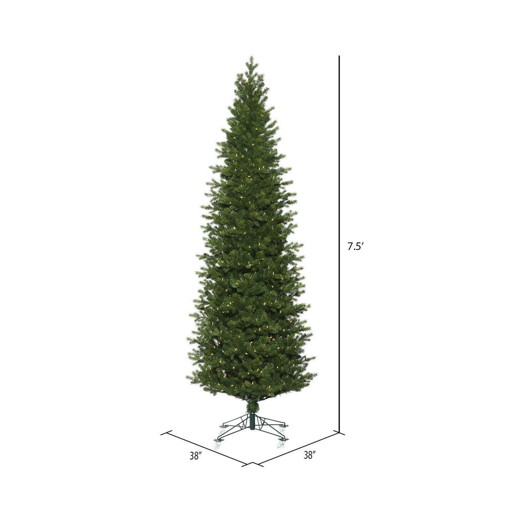 Green Slim Eagle Fraser Tree - 7.5' x 38" Pre-Lit With 550 Warm White Dura-Lit LED Italian Style Lights