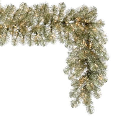 Champagne Christmas Garland - 9' x 18" Pre-Lit With 300 3MM Warm White LED Lights