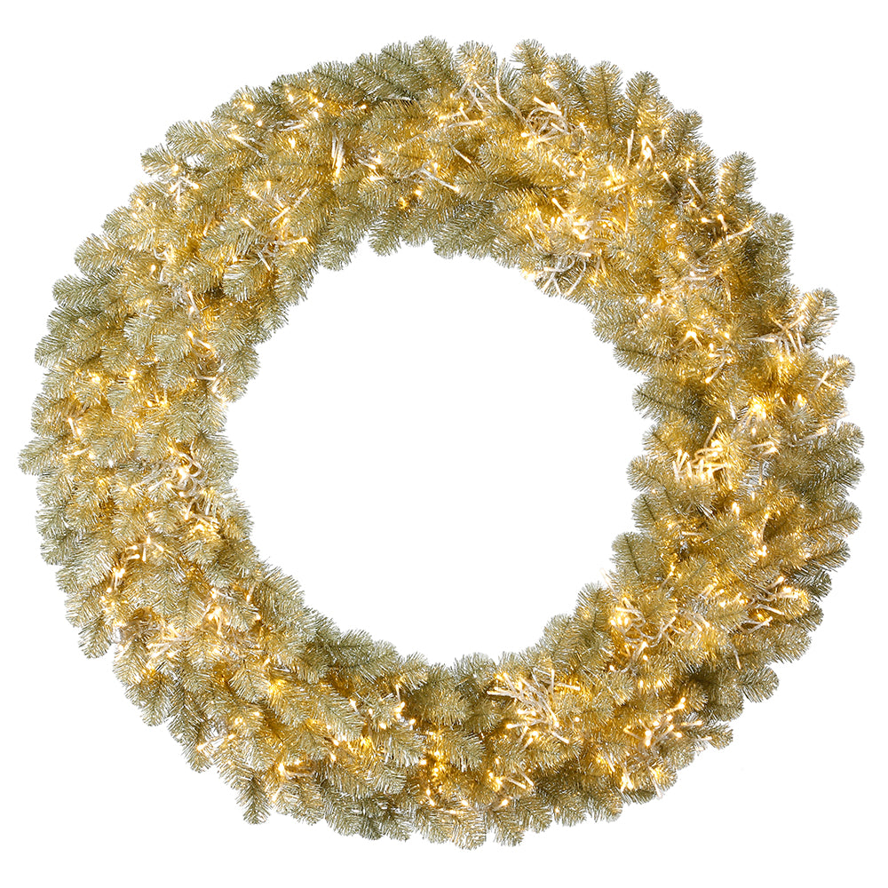 Champagne Christmas Wreath - 36" Pre-Lit With 660 3MM Warm White LED Lights