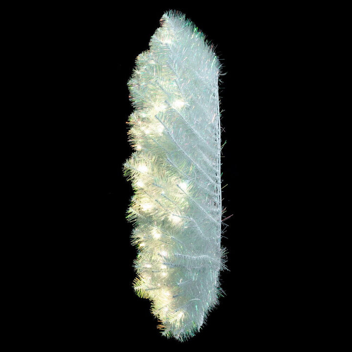 White Iridescent Wreath - 24" Pre-lit With 70 Pure White LED Lights