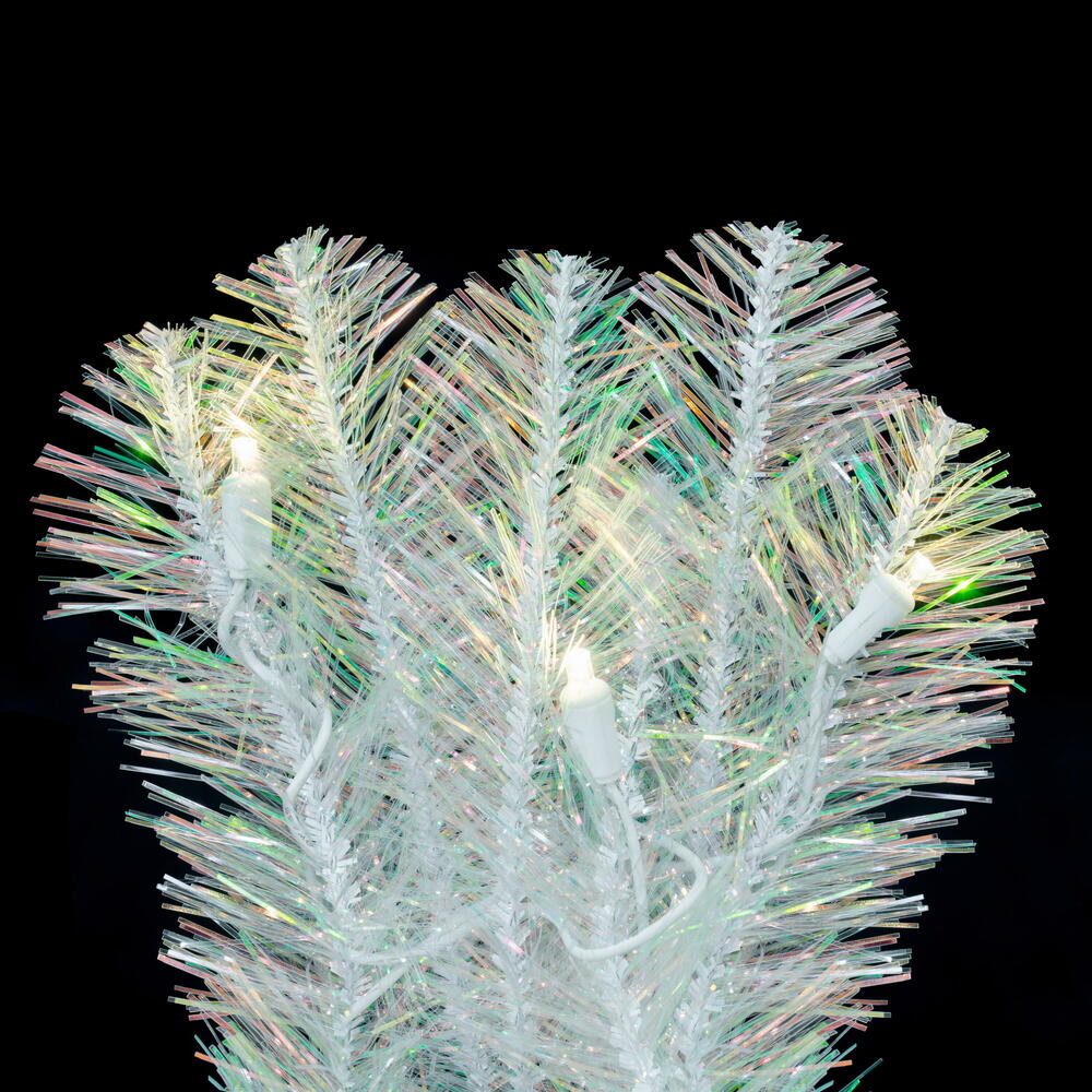 White Iridescent Wreath - 24" Pre-lit With 70 Pure White LED Lights