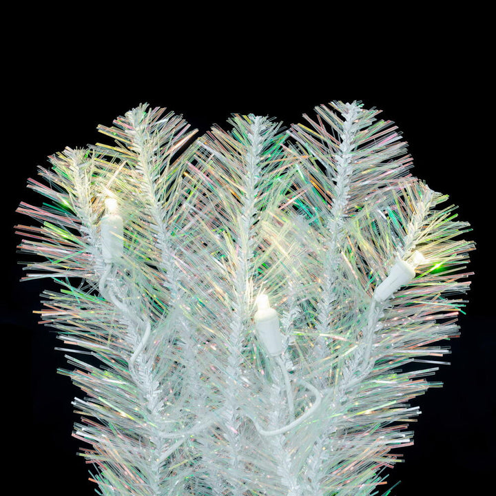 White Iridescent Wreath - 24" Pre-lit With 70 Pure White LED Lights