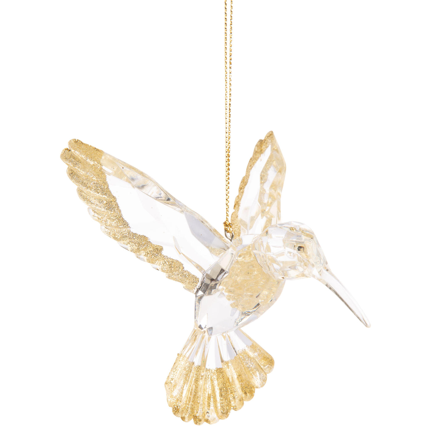 Gold Glitter Trim Acrylic Hummingbird Ornament