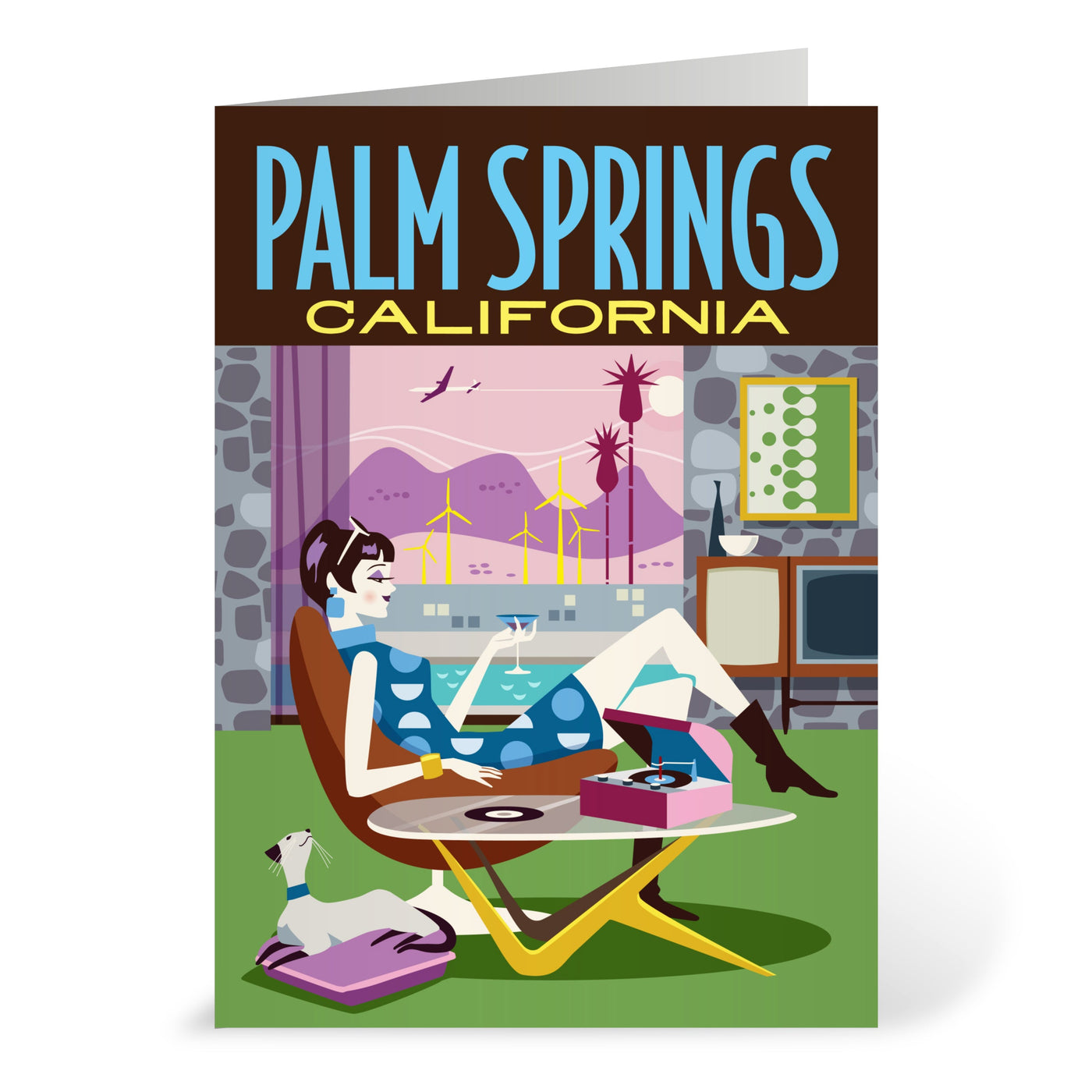 Palm Springs Afternoon Chill Gal Blank Greeting Card
