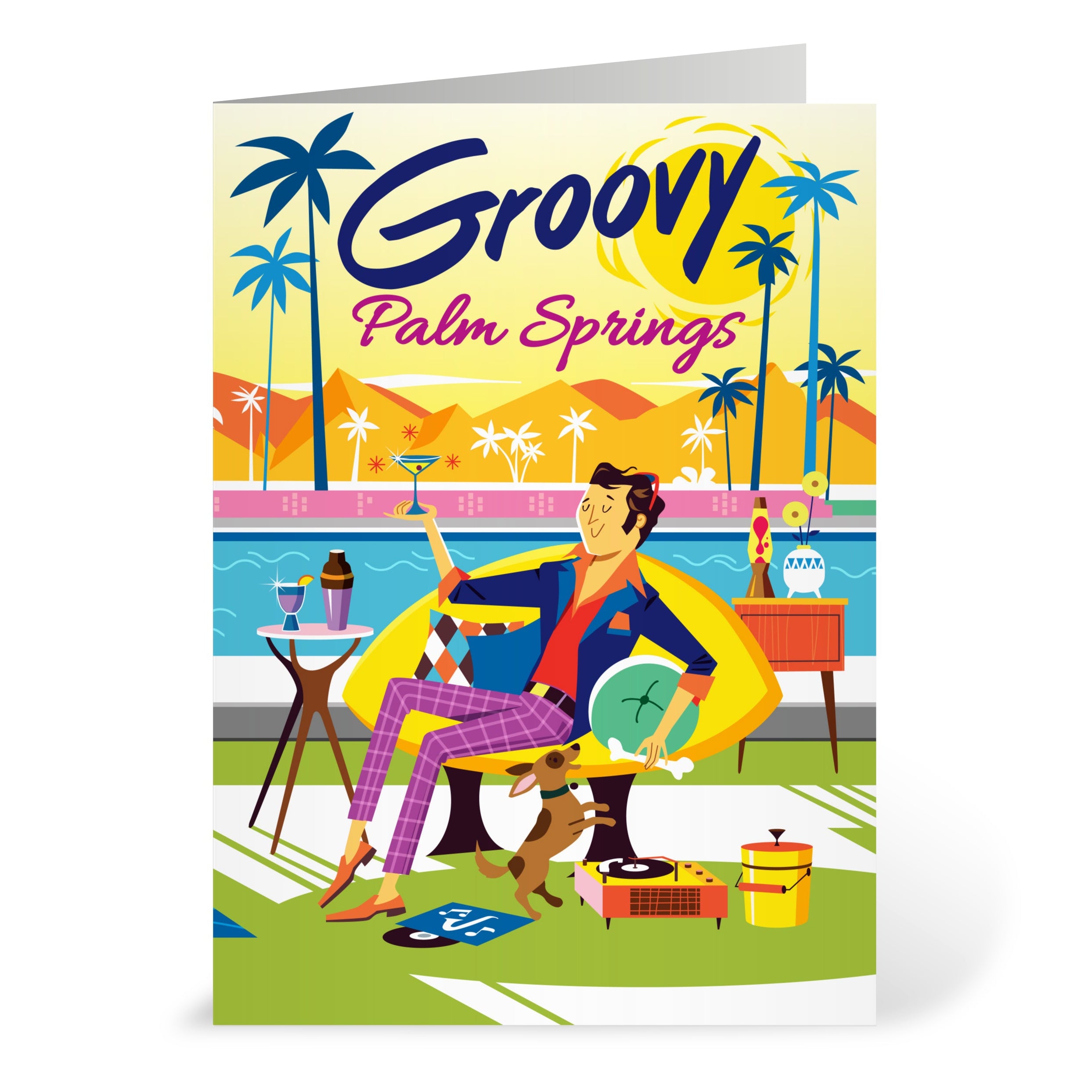 Greeting Card: Afternoon Groovy Guy Yellow (Blank Inside) - Just Fabulous Palm Springs