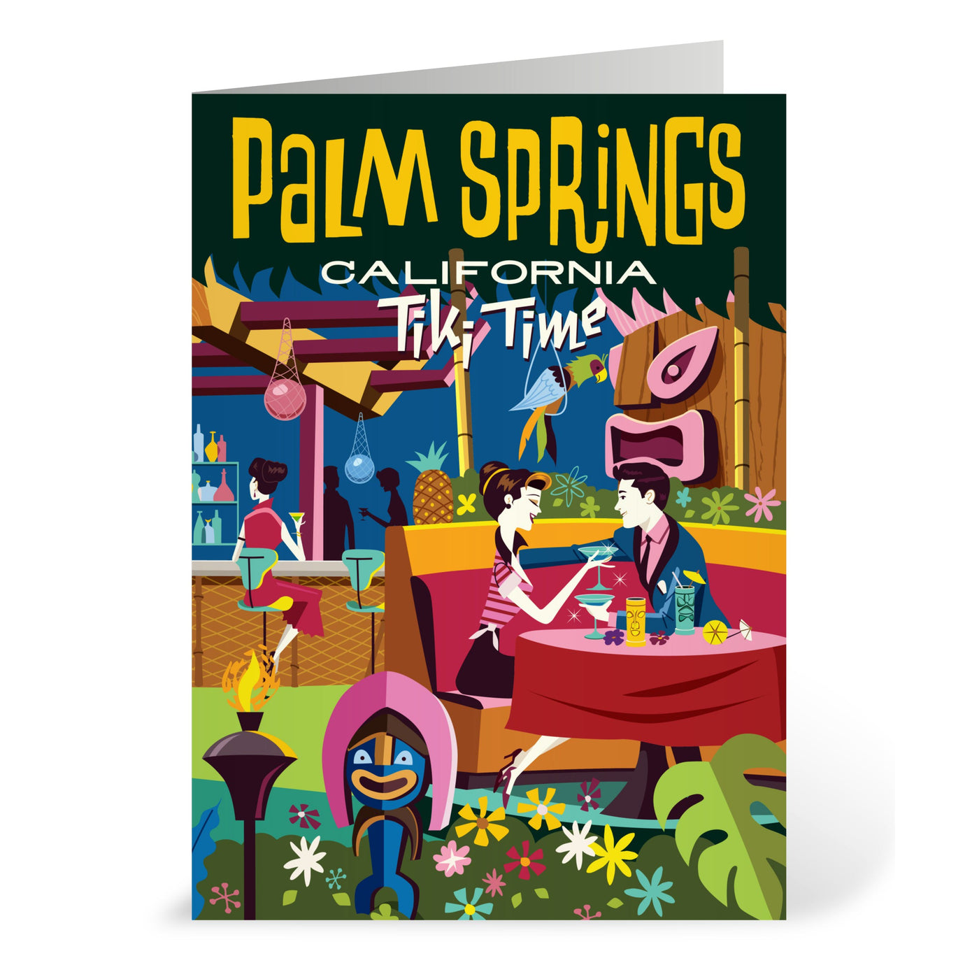 Palm Springs Tiki Time Blank Greeting Card