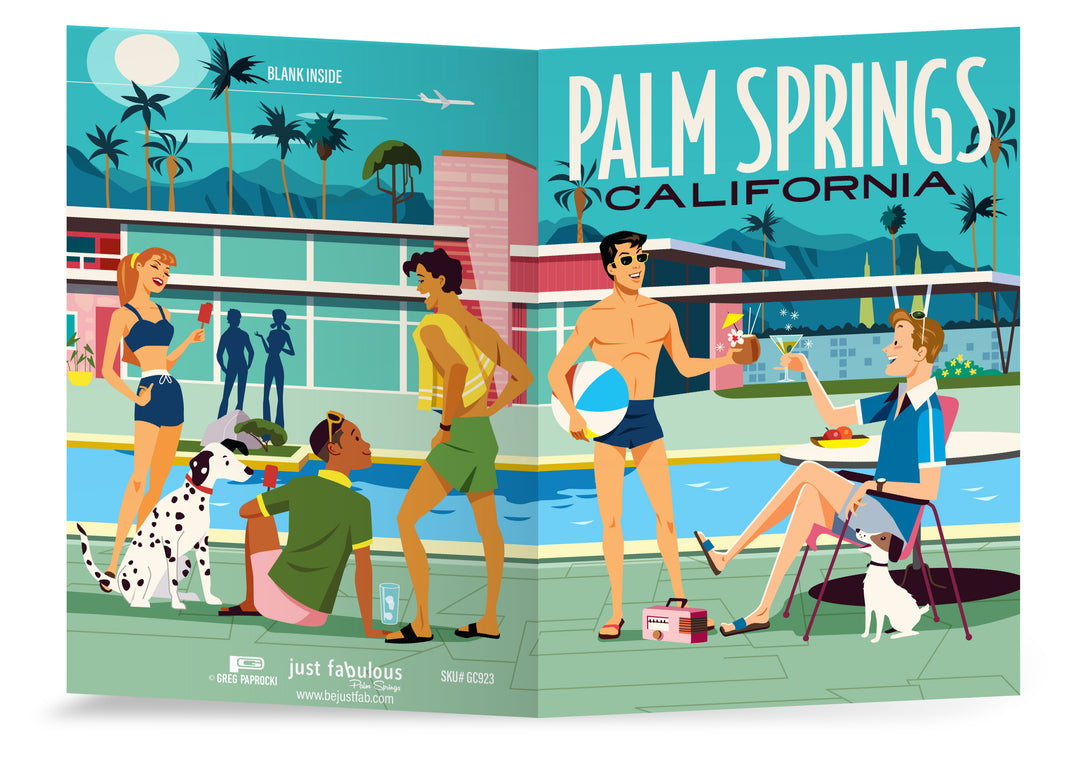 Greeting Card: Poolside Cocktails (Blank Inside) - Just Fabulous Palm Springs