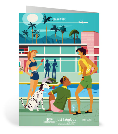Palm Springs Pool Party Blank Greeting Card