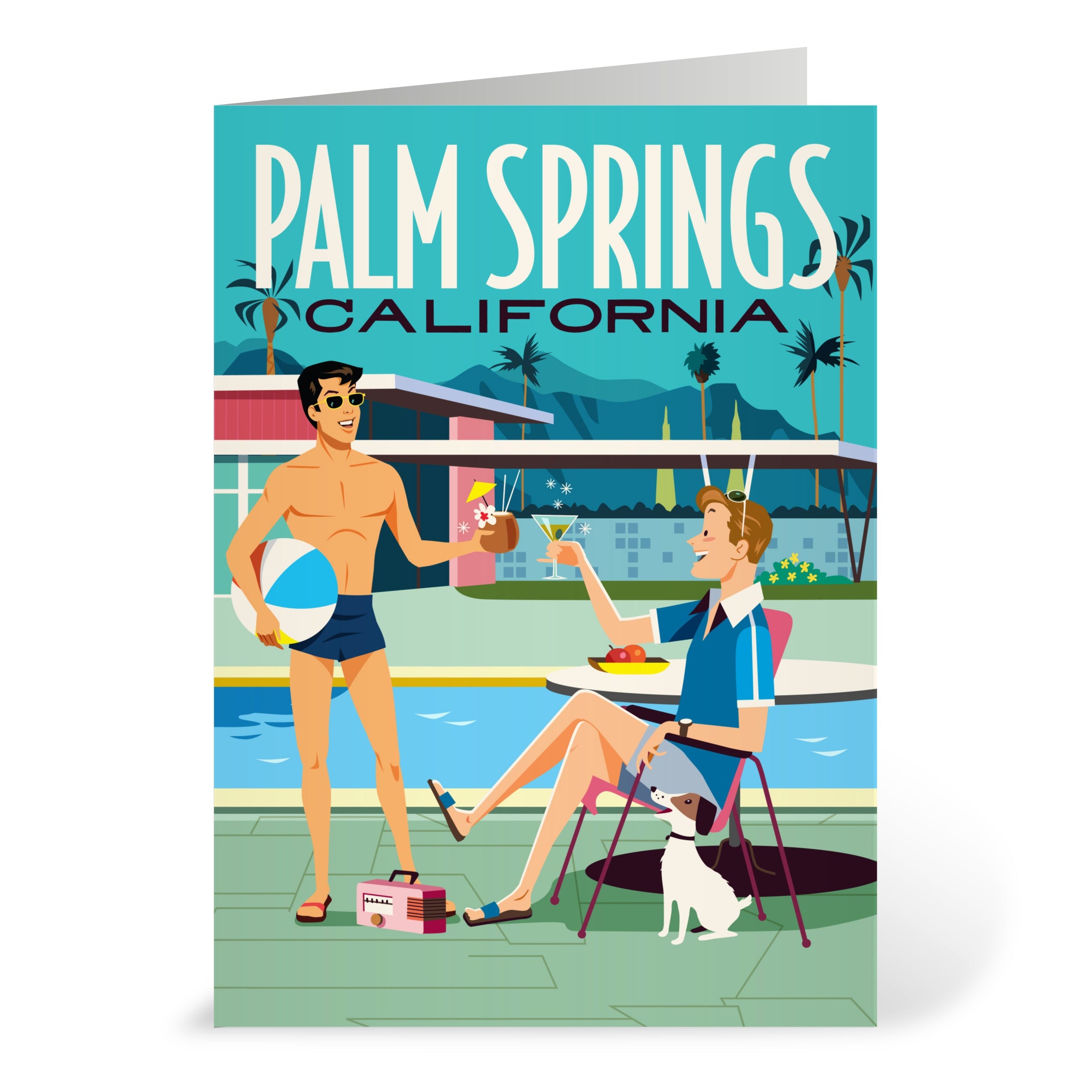 Greeting Card: Poolside Cocktails (Blank Inside) - Just Fabulous Palm Springs