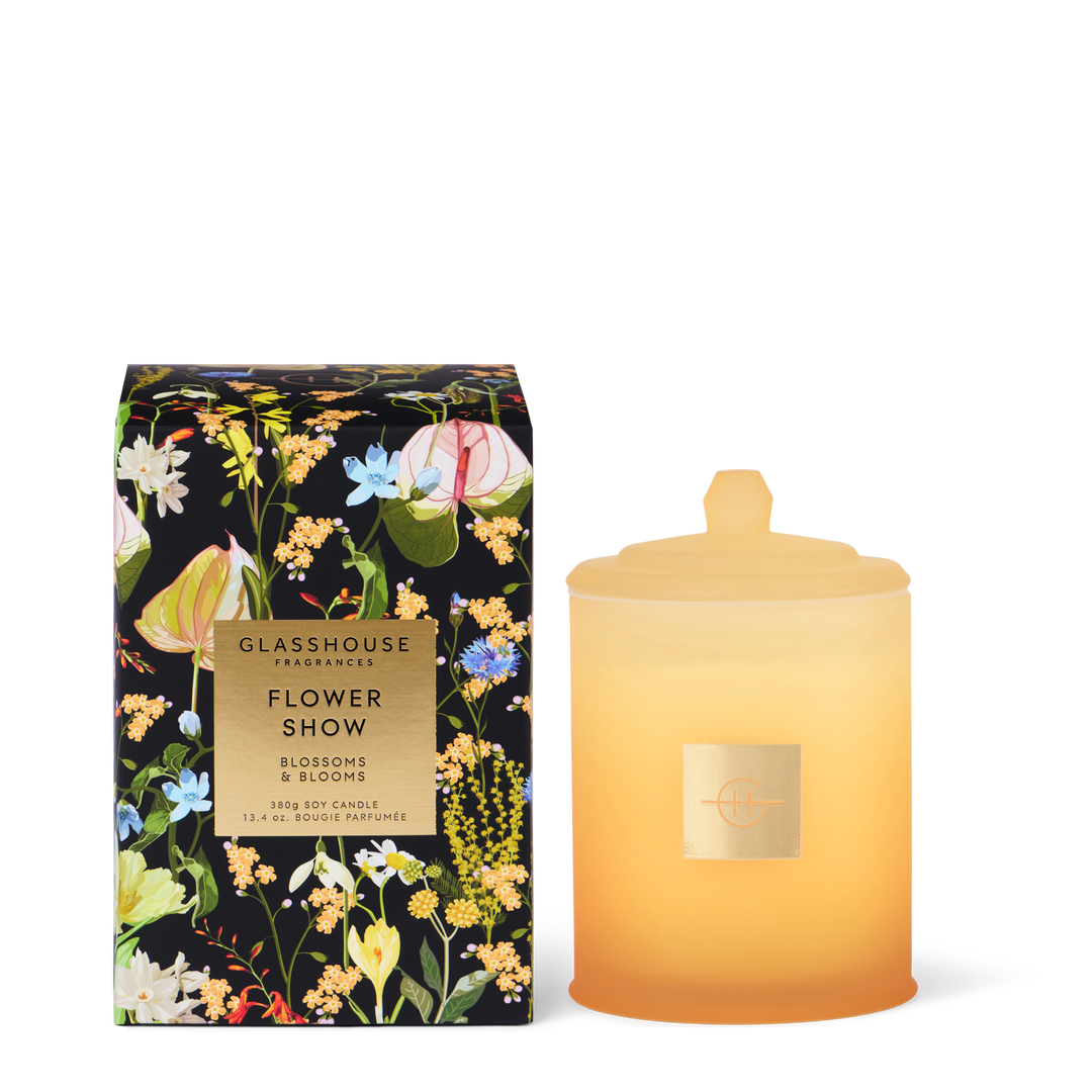 Glasshouse Fragrances Flower Show 13.4 oz Triple Scented Candle - Just Fabulous Palm Springs
