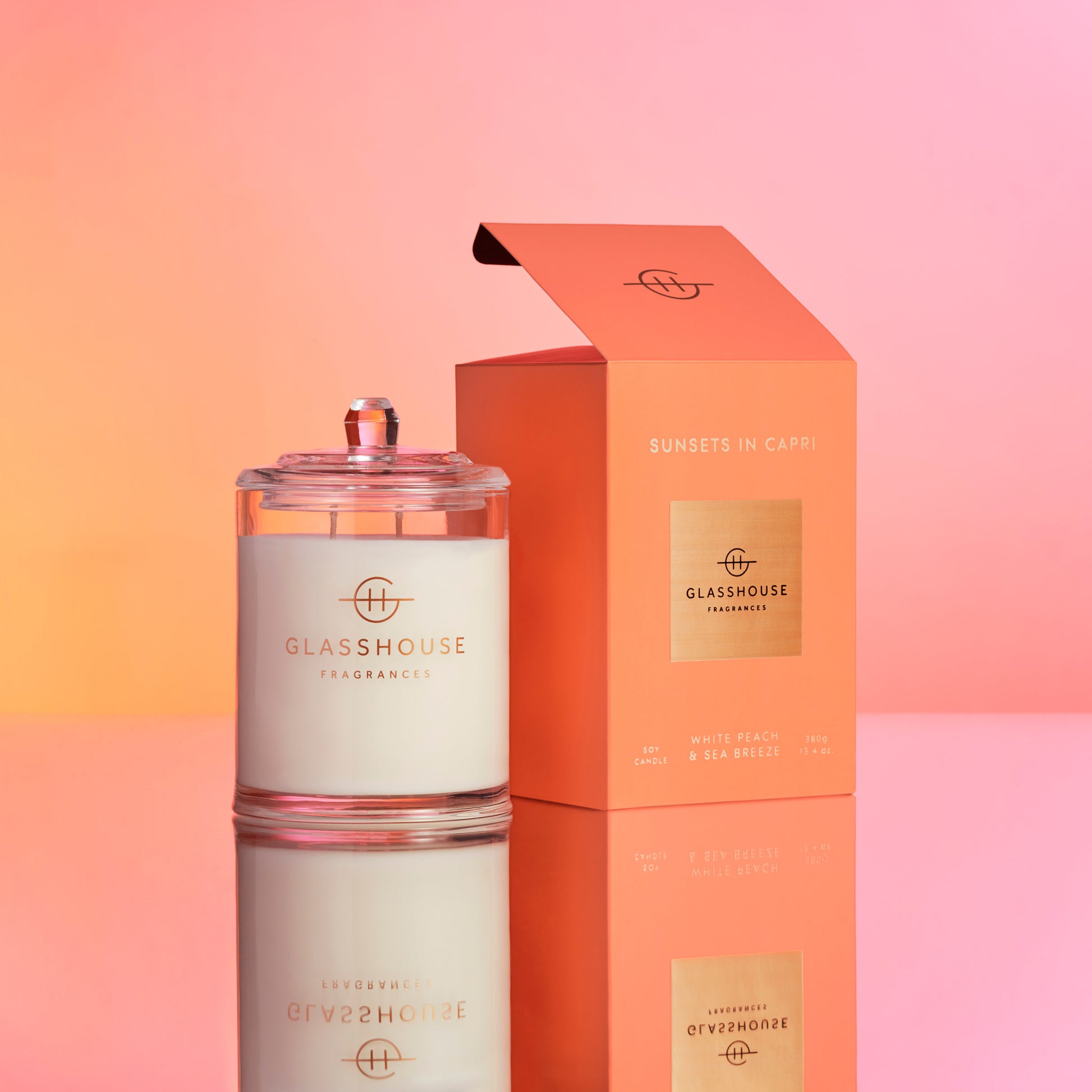 Glasshouse Fragrances Sunsets In Capri 13.4 oz Triple Scented Candle - Just Fabulous Palm Springs
