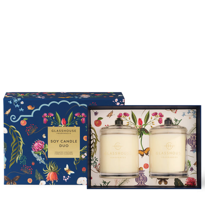 Glasshouse Fragrances Soy Candle Duo (2x200g Country Couture & Forever Florence)
