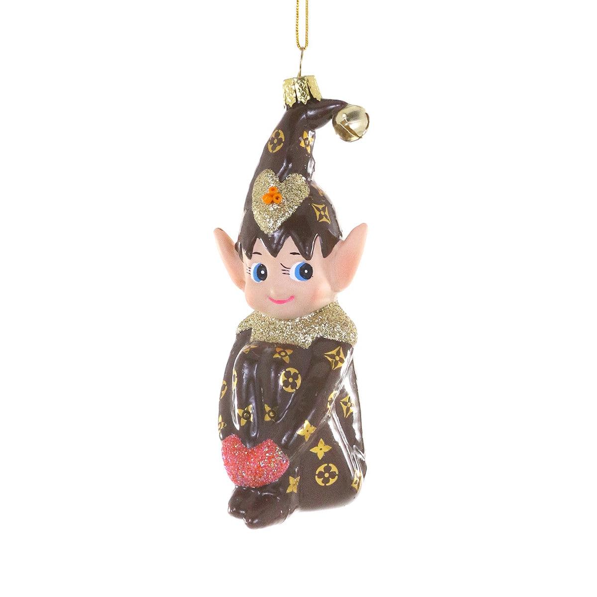 Knee Hugging Elf Luxe Ornament