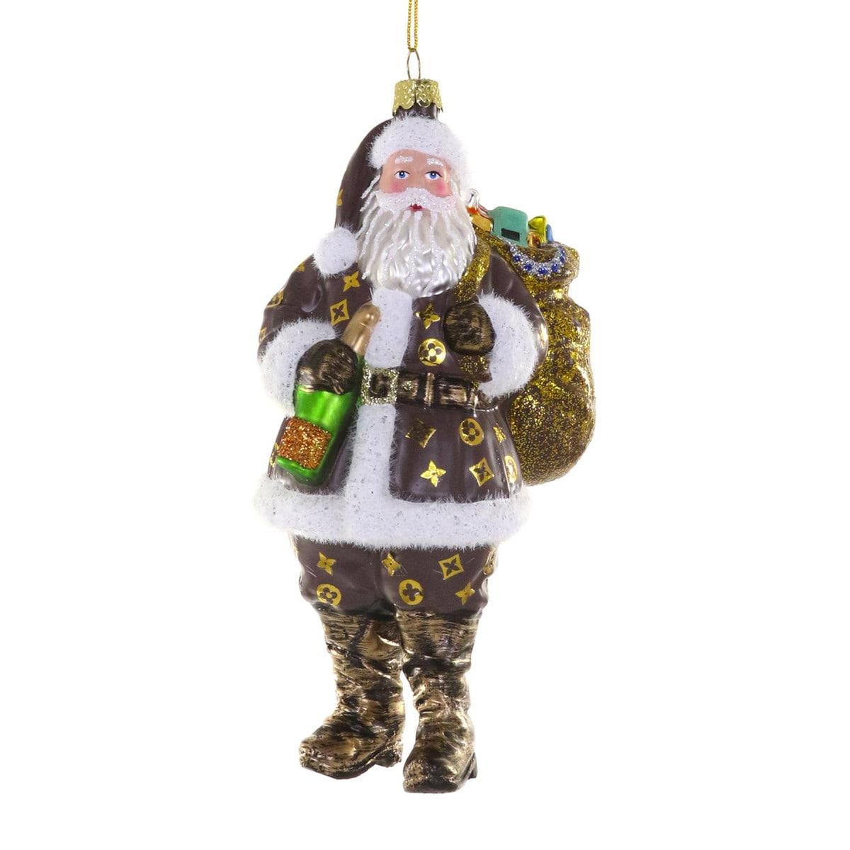Luxe Santa Ornament - Brown