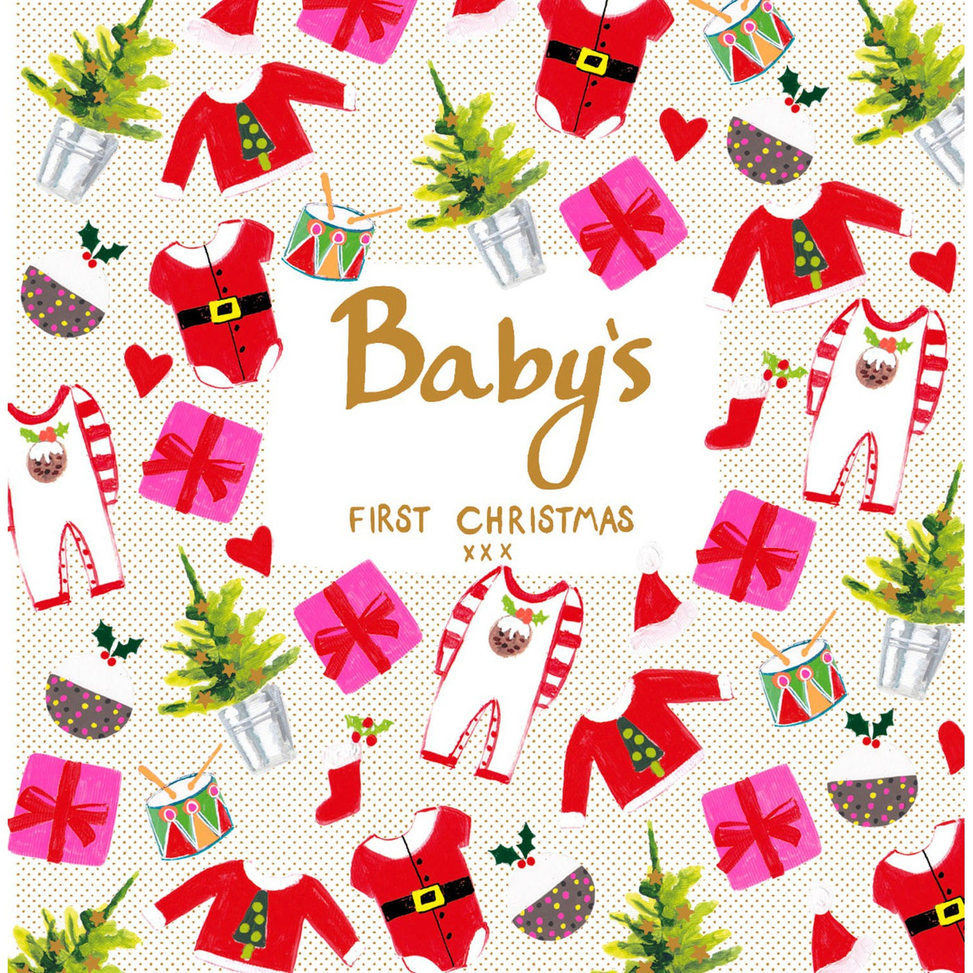 Baby's First Christmas Colorful Holiday Greeting Card