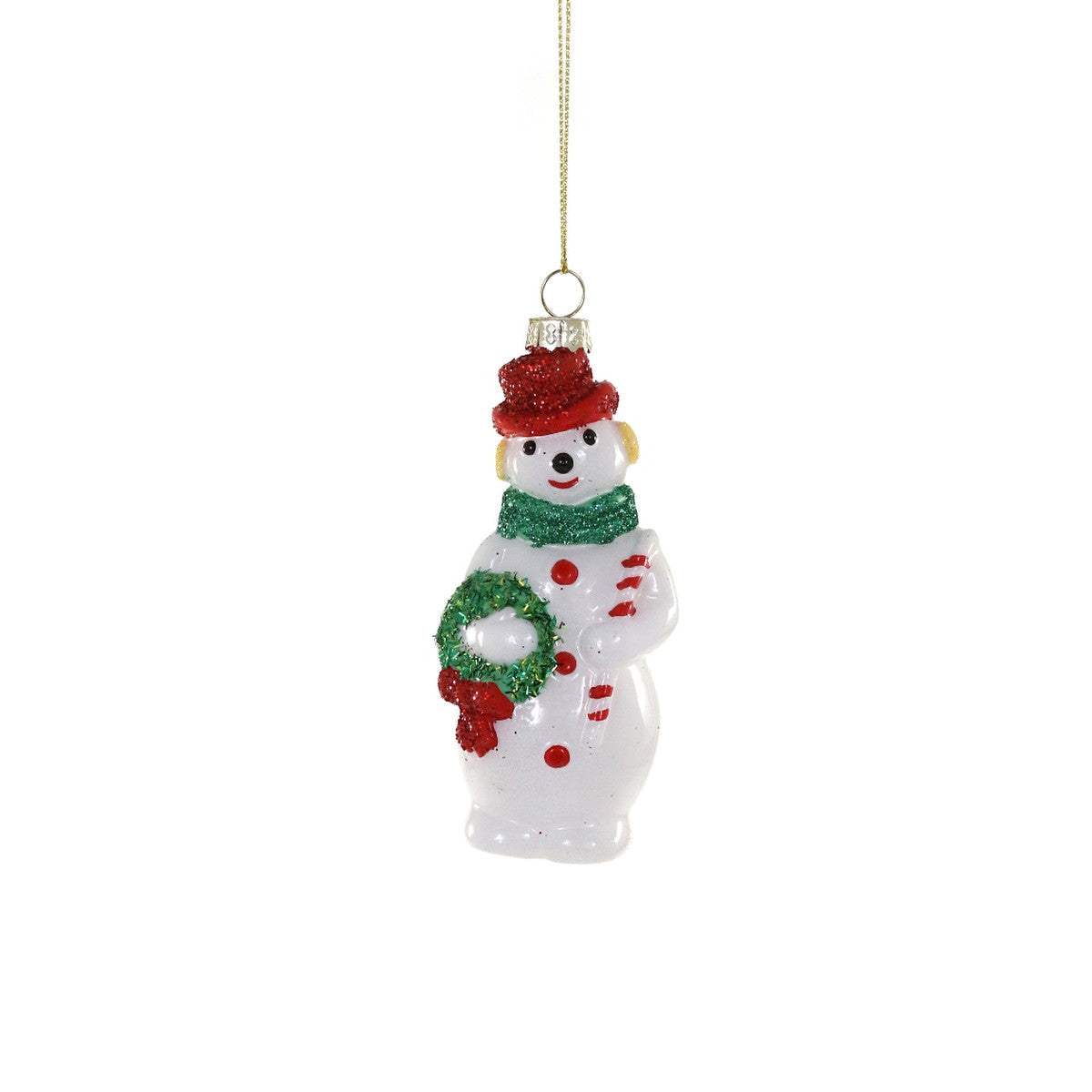Snowman With Candy Cane Ornament