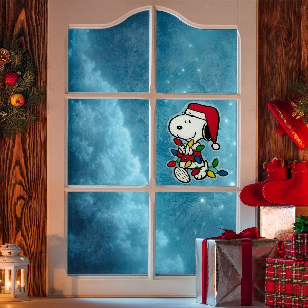 Peanuts© Two Sided Window Clings - Snoopy Holding Lights