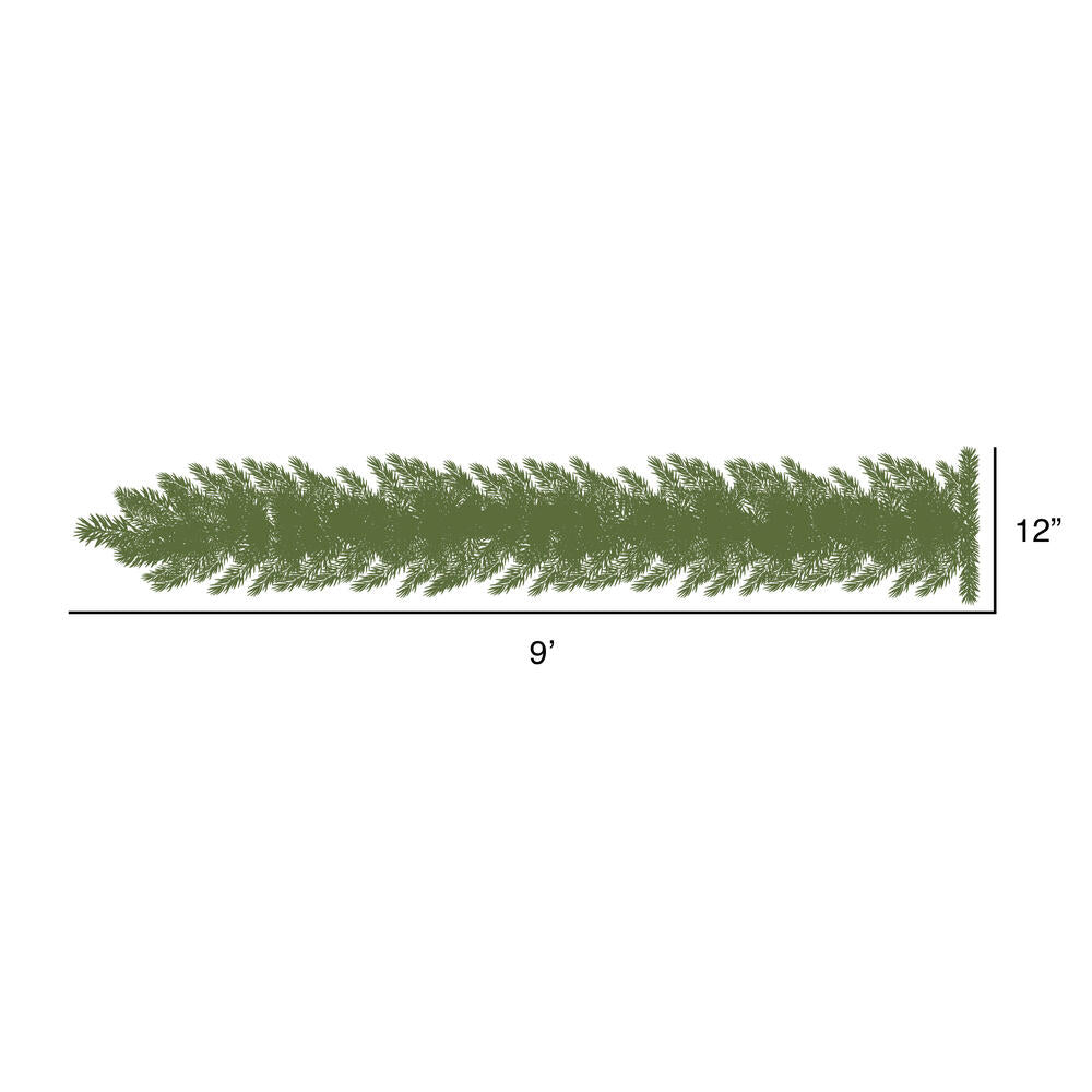 Oregon Fir Christmas Garland - 9' x 12" Pre-Lit With 100 Warm White LED Lights