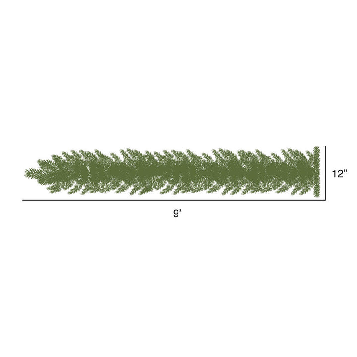 Oregon Fir Christmas Garland - 9' x 12" Pre-Lit With 100 Warm White LED Lights
