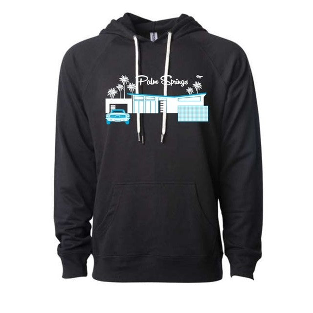 Twin Palms Hoodie - Black/Teal - Just Fabulous Palm Springs