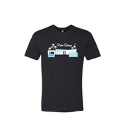 Twin Palms Unisex Crew Neck T-Shirt - Black/Teal - Just Fabulous Palm Springs