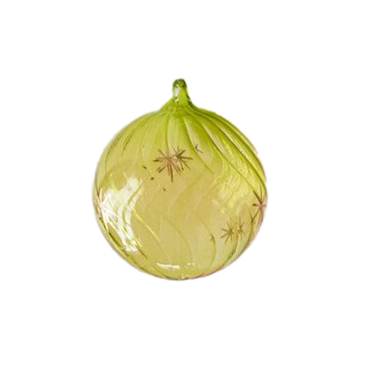Gold Glint Swirl Ball Ornament - Lime Green