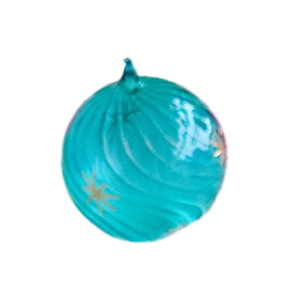 Gold Glint Swirl Ball Ornament - Turquoise