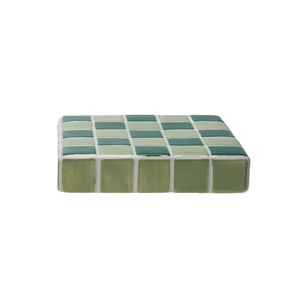 Stoneware Trivet With Checkered Pattern - Green - Just Fabulous Palm Springs