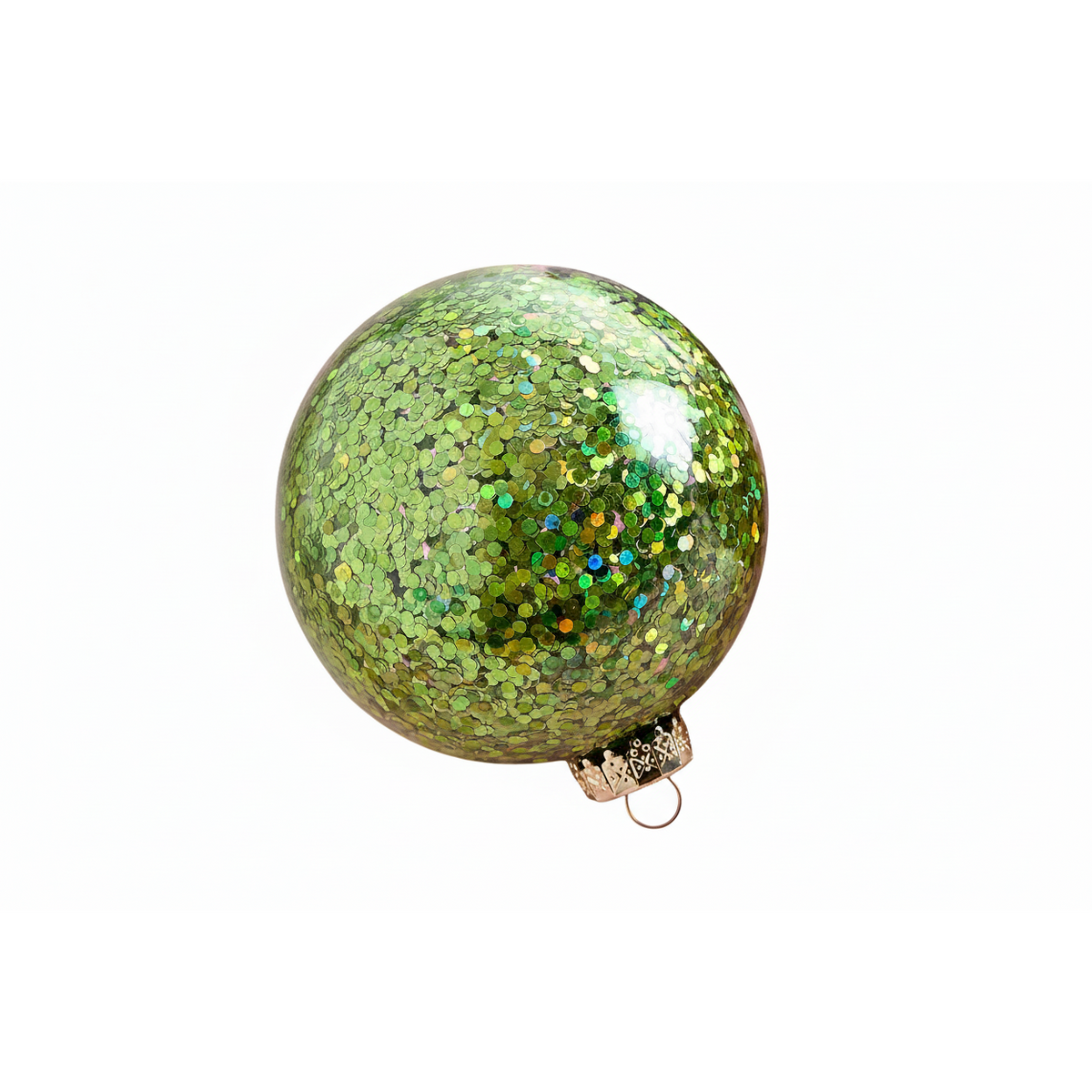 Chunky Glitter Ball Ornament - Green