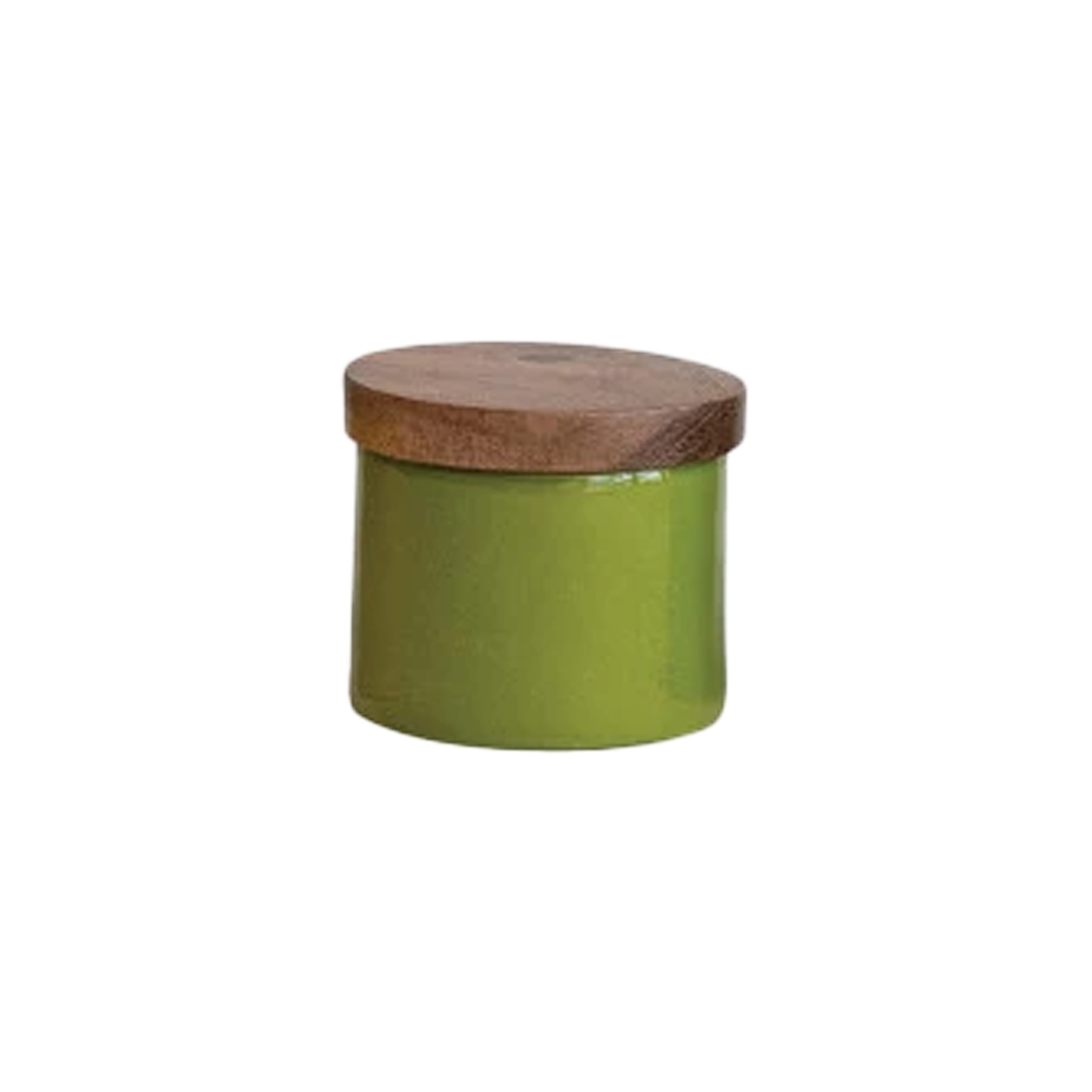 Metal Mini Pinch Pot With Acacia Wood Lid - Green