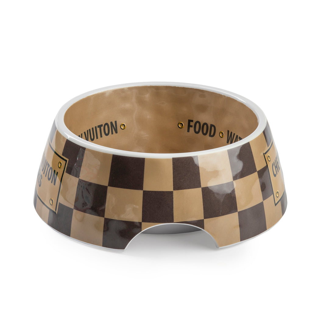 Checker Chewy Vuiton Pet Bowl - Medium