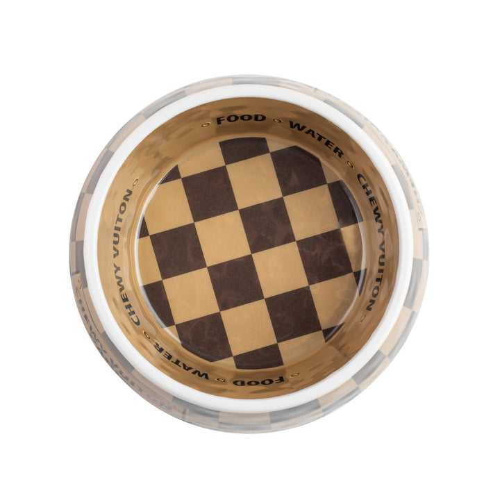 Checker Chewy Vuiton Pet Bowl - Medium