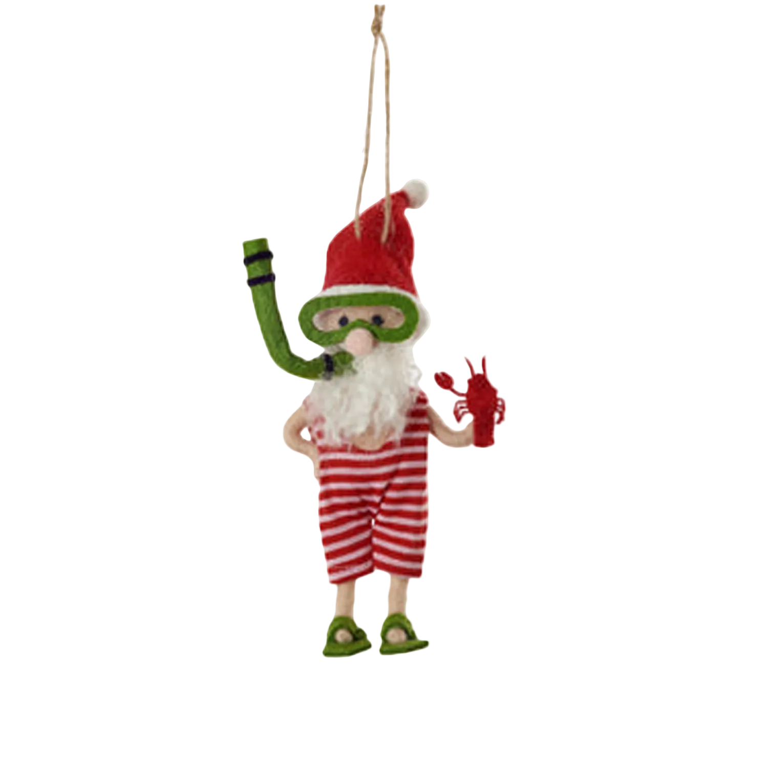 Swimming Santa Ornament - Snorkeling With Lobster