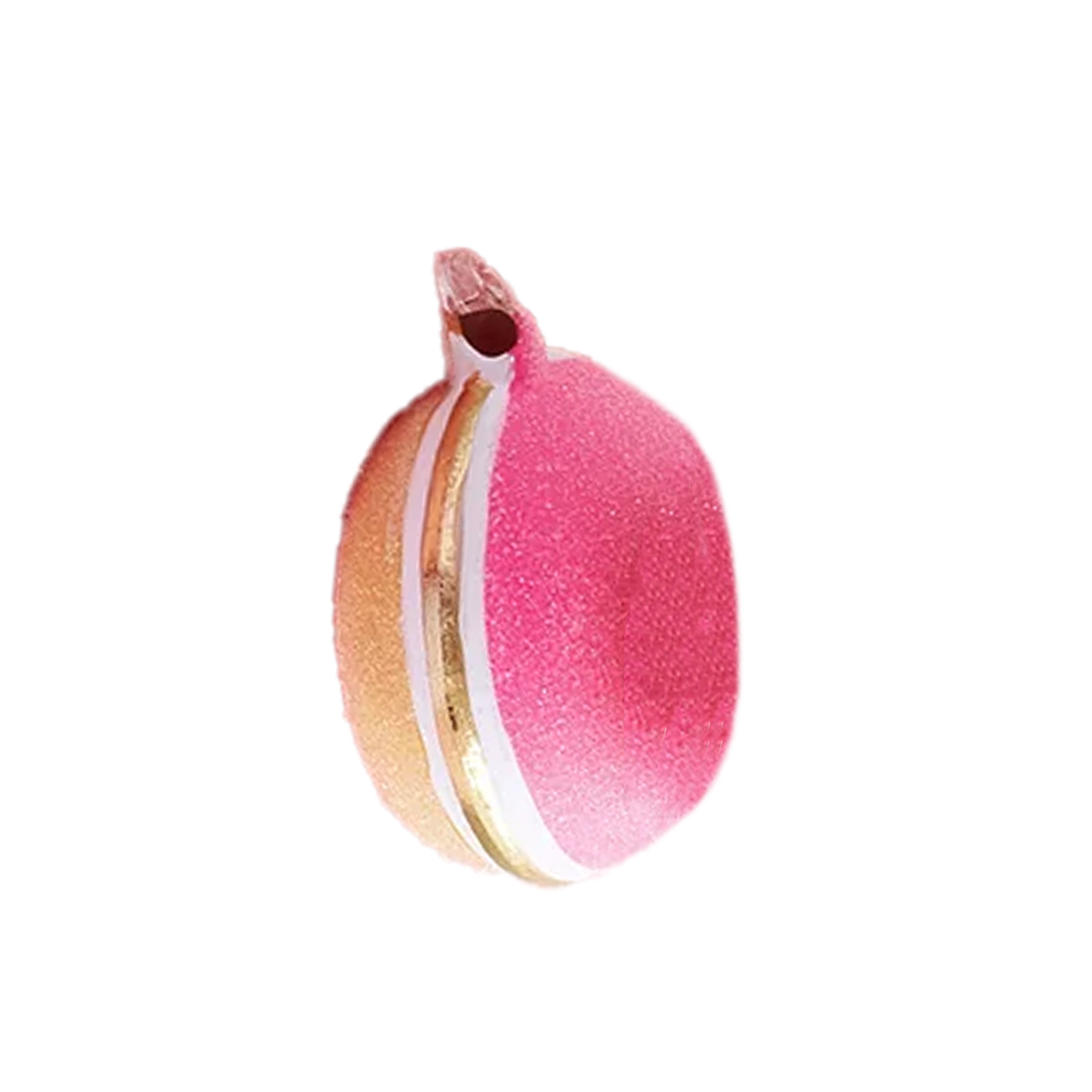 Half & Half Rainbow Macaron Ornament - Hot Pink & Pale Orange