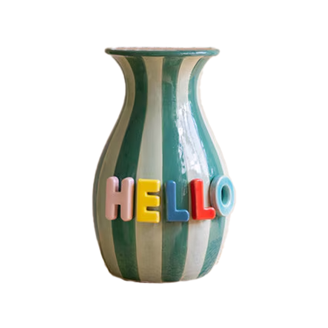 Hello Ceramic Vase - Multi Colored Hello
