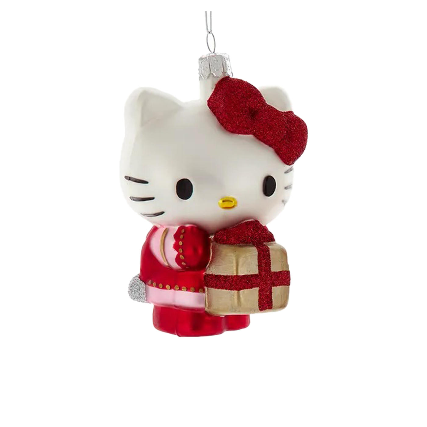 Hello Kitty Glass Ornament - Holding A Present